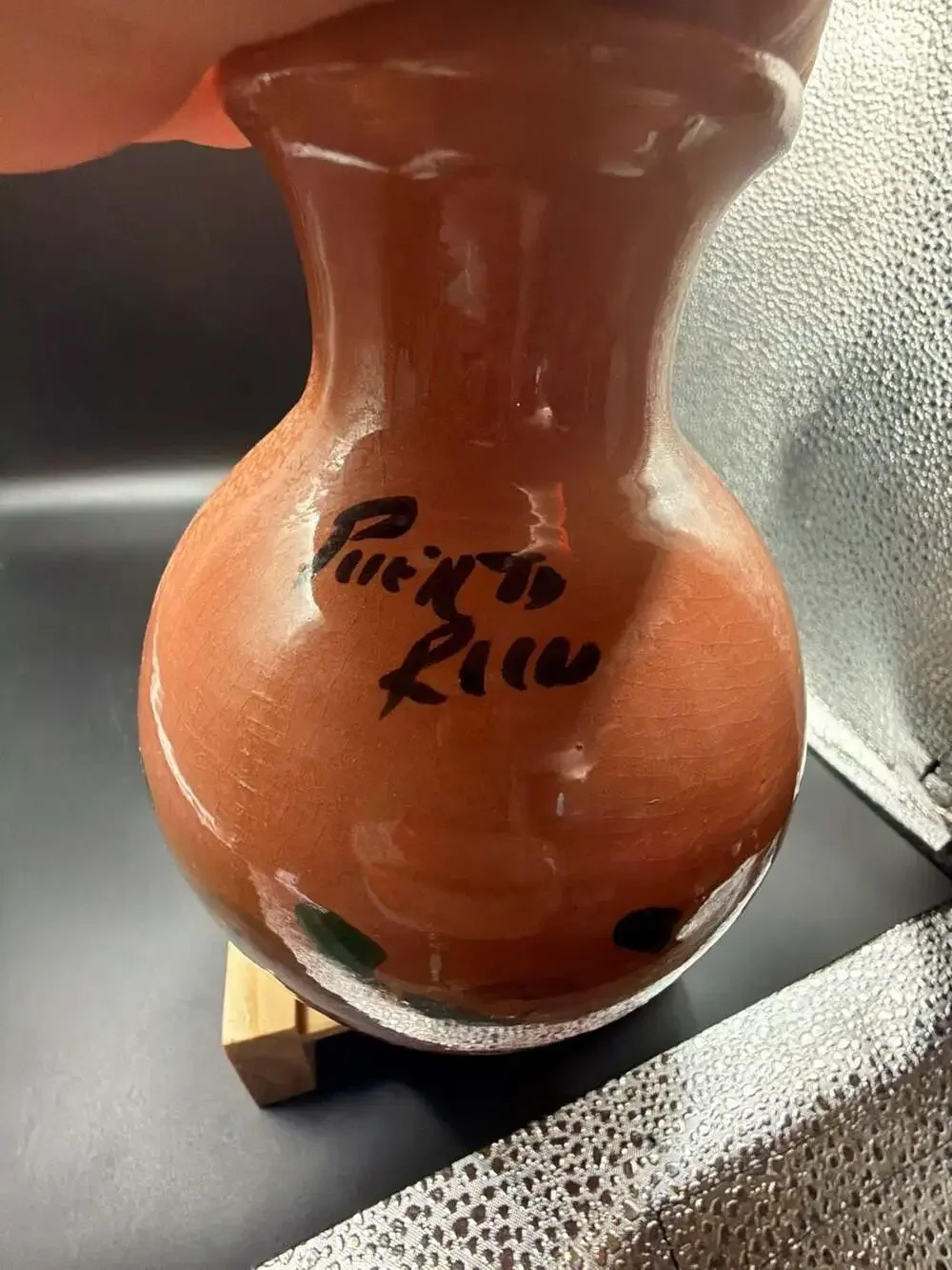 Vintage Hand-Painted Puerto Rico Terracotta Clay Pottery Vase